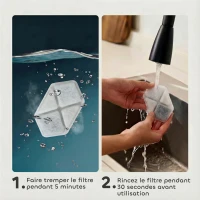 PawHut 16 pcs Filtre Fontaine Eau Chat, Distributeur d'Eau filtrante pour Chat et Chien, Triple Système de Filtration, Blanc(m-6)