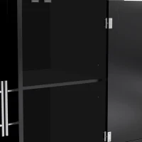 Servierwagen mit klappbarer Tischplatte, 2 Schubladen und Doppeltüren, 136 x 46/71 x 91,5 cm, Schwarz+Naturfarbe(m-8)