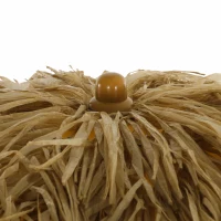 Outsunny Chapéu de Sol de Praia com Franjas de Palha Ø178 cm com Inclinação Altura Ajustável UV50+ Bolsa de Transporte Castanho Claro(m-12)