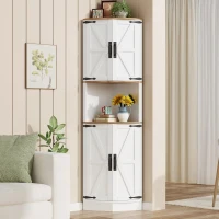 Eckschrank, platzsparend mit 5 Staufächern, Vintage-Küchenschrank, 39,5 x 39,5 x 180 cm, Weiß(m-2)