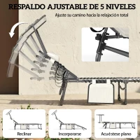 Outsunny Set de 2 Tumbonas Plegables con Reposacabezas Parasol Bolsillo Lateral y Respaldo Reclinable en 5 Posiciones Crema(m-5)