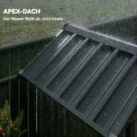 Outsunny Metall Gerätehaus 1,17 m², Geräteschuppen mit Satteldach Lüftung Schloss Handschuhen, 122 x 121 x 192 cm(m-5)