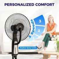 HOMCOM Spray Misting Fan, Pedestal Fan with Water Mist Spray, 75° Oscillation, 3 Speeds, Adjustable Mist, 3L Water Tank, Wheels, for Home, 125 cm(m-5)