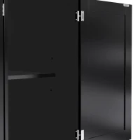 Kücheninsel auf 5 Rädern, ausklappbarer Klapptischplatte, 129x46/71x91,5 cm, Schwarz+Naturfarbe(m-10)