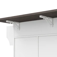 Kücheninsel mit klappbarer Arbeitsplatte, Küchenschrank mit 2 Schiebetüren und 2 Schubladen, 120 x 45/70 x 91 cm, Braun+Weiß(m-8)