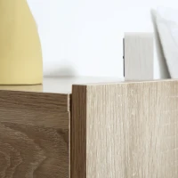 HOMCOM Set of 2 Wall-Mounted Nightstands - Set of 2 Nightstands - Sliding Drawer, Top Surface - Particleboard Light Oak Finish(m-7)