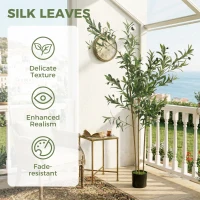 HOMCOM Decorative Artificial Plant, 148 cm Silk Olive Tree with 553 Leaves in Cement Pot, Fake Plant(m-5)