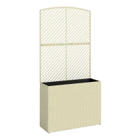 Outsunny Hochbeet mit Rankgitter in Rattan-Optik Pflanzkasten für Kletterpflanzen für Garten, Balkon, 80 x 30 x 163 cm, Beige(m-1)