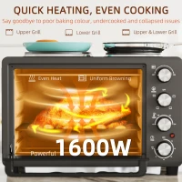 HOMCOM Mini piekarnik 28L, 2600W, 100-230℃, timer 60 min, czarny(m-7)
