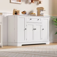 Multifunktionales Küchenbuffet, mit Schublade und Regaltüren, Modernes Design, 138 x 40 x 85 cm, Weiß(m-4)
