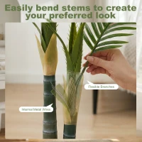 HOMCOM Artificial Palm Tree with 14 PEVA Leaves, 120cm Decorative Artificial Plant with Pot and Moss Effect, Green(m-6)