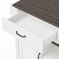 Kücheninsel mit klappbarer Arbeitsplatte, Küchenschrank mit 2 Schiebetüren und 2 Schubladen, 120 x 45/70 x 91 cm, Braun+Weiß(m-10)
