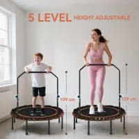SPORTNOW Trampolina Fitness z Regulowanym Uchwytem, Trampolina Sportowa do Wewnątrz i Na Zewnątrz, Stal, Plastik, Pomarańczowy(m-4)