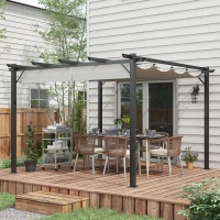 Outsunny 3 x 3(m) Aluminium Pergola Canopy Gazebo Awning Outdoor Garden Sun Shade Shelter Marquee Party BBQ, Light Grey(m-10)