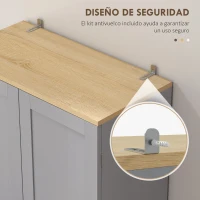 HOMCOM Alacena de Cocina Armario de Almacenaje Multifuncional con 4 Puertas y Estantes Ajustables 60x30x171 cm Gris(m-6)