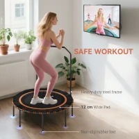SPORTNOW Trampolin Fitness z Regulowanym Uchwytem, Trampolin Sportowy do Wewnątrz i Na Zewnątrz, Stal, Plastik, Kolor Pomarańczowy(m-6)