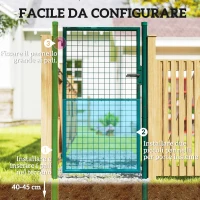 Outsunny Cancello da Giardino in Acciaio 97x200 cm, Cancelletto da Giardino con Serratura, 3 Chiavi, Maniglia e 2 Pali(m-6)