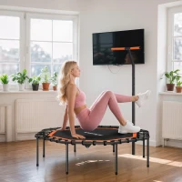 SPORTNOW Trampolina Fitness, Trampolina Treningowa z Regulowanym Uchwytem, Stabilna i Cicha, do Wnętrz, Stal, Pomarańczowy(m-9)