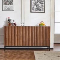 Sideboard im Mid-Century-Modern-Stil, 3D-Wellendesign, für Wohnzimmer, Esszimmer, Büro, 150 x 40 x 80 cm, Braun(m-4)