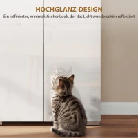 HOMCOM 180 cm Hoher Küchenschrank, Vorratsschrank mit Soft-Close-Türen und Verstellbaren Regalen, Hochglanz Weiß(m-4)