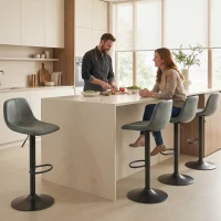HOMCOM Bar Stools Set of 2, Modern Swivel Barstools with Footrest for Kitchen Island and Dining Room, Green(m-9)