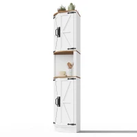 Eckschrank, platzsparend mit 5 Staufächern, Vintage-Küchenschrank, 39,5 x 39,5 x 180 cm, Weiß(m-7)