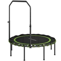 SPORTNOW Trampolina fitness z regulowanym poręczem, trampolina sportowa do użytku wewnętrznego i zewnętrznego, stal, plastik, zielona(m-10)