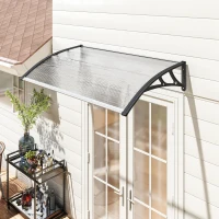 Outsunny Marquesina para Puertas y Ventanas 110x60 cm con Paneles de Policarbonato Regleta de Aluminio Transparente(m-2)