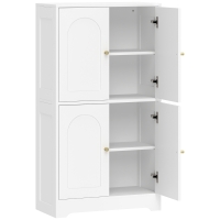 HOMCOM Kredens kuchenny, wysoka szafka z 2 regulowanymi półkami, bufet kuchenny z 4 wygiętymi drzwiami, 60 x 30 x 110 cm, biały