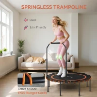 SPORTNOW Trampolin Fitness z Regulowanym Uchwytem, Trampolin Sportowy do Wewnątrz i Na Zewnątrz, Stal, Plastik, Kolor Pomarańczowy(m-5)
