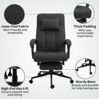 Vinsetto Silla de Escritorio Reclinable con Altura Ajustable Reposapiés Reposacabezas y Reposabrazos 66x76x112-120 cm Negro(m-7)