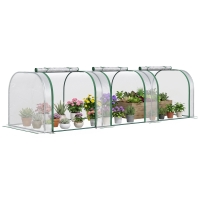 Outsunny Mini Serre de Jardin Serre à tomates 3L x 1l x 0,8H m Acier PVC 140 g/m² Anti-UV 3 fenêtres Vert et Transparent