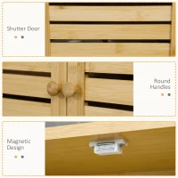 kleankin Toilet Shelf Bathroom Cabinet Over-Toilet Unit with 2-Door Cupboard and Open Shelf 60 x 23 x 173 cm Bamboo(m-6)