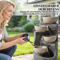 Outsunny Springbrunnen 5-stufig Gartenbrunnen mit LED Beleuchtung Pumpe Steinoptik, Verstellbar 33 x 31 x 80 cm(m-4)