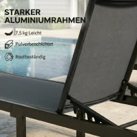 Outsunny Sonnenliege Atmungsaktive Gartenliege mit 6-fach Verstellbar Rückenlehne Rädern Aluminiumrahmen(m-5)