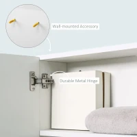kleankin Bathroom Mirror Cabinet with Shelf 3 Side Shelves Wall Mount Kit Included White Wood Effect(m-6)