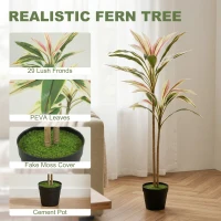 HOMCOM 90 cm Artificial Cordyline Tree in Moss Effect Pot, Realistic PEVA Faux Plant, Yellow(m-4)