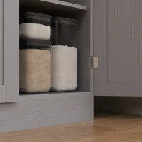 HOMCOM Alacena de Cocina Armario de Almacenaje Multifuncional con 4 Puertas y Estantes Ajustables 60x30x171 cm Gris(m-9)