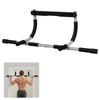 HOMCOM Doorway Pull up Bar, Door Frame Chin up Push up Bar for Home Gym Upper Body Workout, No Drilling or Screws, Grey(m-10)