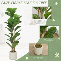 HOMCOM 120cm Artificial Fiddle Leaf Fig Tree - Green(m-4)