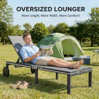 Outsunny Leżak Oddychający z 6-stopniową Regulacją Oparcia, Kółkami, Aluminiową Ramą(m-8)