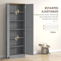 HOMCOM Alacena de Cocina Armario de Almacenaje Multifuncional con 4 Puertas y Estantes Ajustables 60x30x171 cm Gris(m-5)