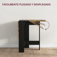 HOMCOM Mesa Plegable de Comedor Mesa de Cocina con Alas Abatibles para Espacio Pequeño 103x76x73,5 cm Negro y Marrón Rústico(m-4)