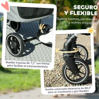 PawHut Cochecito para Mascotas Ligero y Plegable para Perros Pequeños con Ventilación Óptima 80x48,5x106 cm Gris y Plata(m-8)