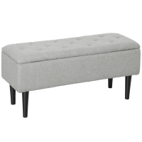 HOMCOM Ławka do Siedzenia z Przestrzenią do Przechowywania, do 120kg, Wygląd Aksamitu, 95x38x45cm, Szara