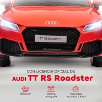 HOMCOM Coche Eléctrico para Niños de 3+ Años Audi TT Eléctrico 12V con Velocidad 3 km/h Mando a Distancia 102x60x44 cm Rojo(m-4)