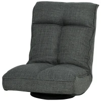 HOMCOM Fauteuil de sol pliable pivotant à 360°, chaise de sol rembourré avec dossier réglable en 5 positions, 58x107x79cm, gris(m-1)