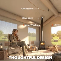 Outsunny Inflatable Tents Waterproof Glamping Tent with Stove Jack for 6-8 Person(m-8)