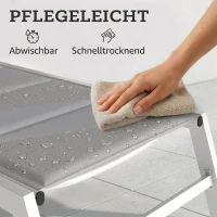 Outsunny Sonnenliege Atmungsaktive Gartenliege mit 6-fach Verstellbar Rückenlehne Aluminiumrahmen Hellgrau(m-7)