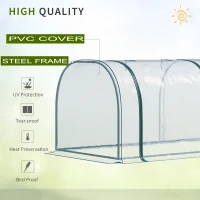 Outsunny PVC Tunnel Greenhouse - Plant Grow House with Steel Frame for Garden Backyard, Zipper Doors, 350Lx100Wx80H cm, Transparent(m-18)